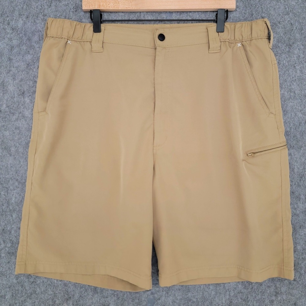 Wrangler Shorts Mens 40‎ Beige Lightweight Microfiber Elastic Waist Cargo Travel